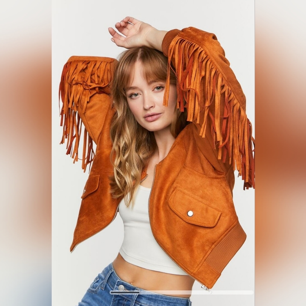 Cute Fringe Bomber Jacket - Picture 1 of 3